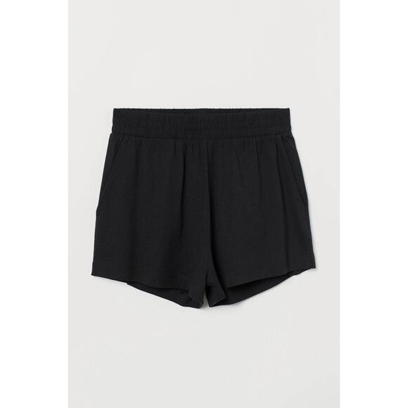 H&M Black Shorts Sz Small Elastic Waist Lightweight Pockets Modal Blend - Picture 1 of 4